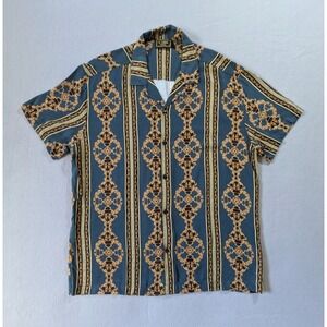 Casa Moda Couture Shirt Mens Large Baroque Striped Pattern Short‎ Sleeve
